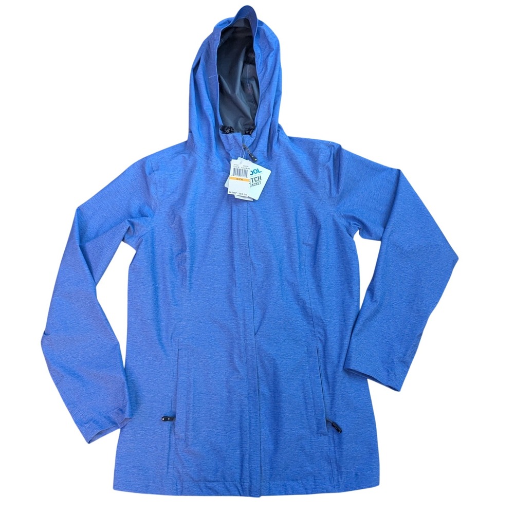 32 Degrees Cool Stretch Jacket Baja Blue Melange Waterproof Hooded Jacket S